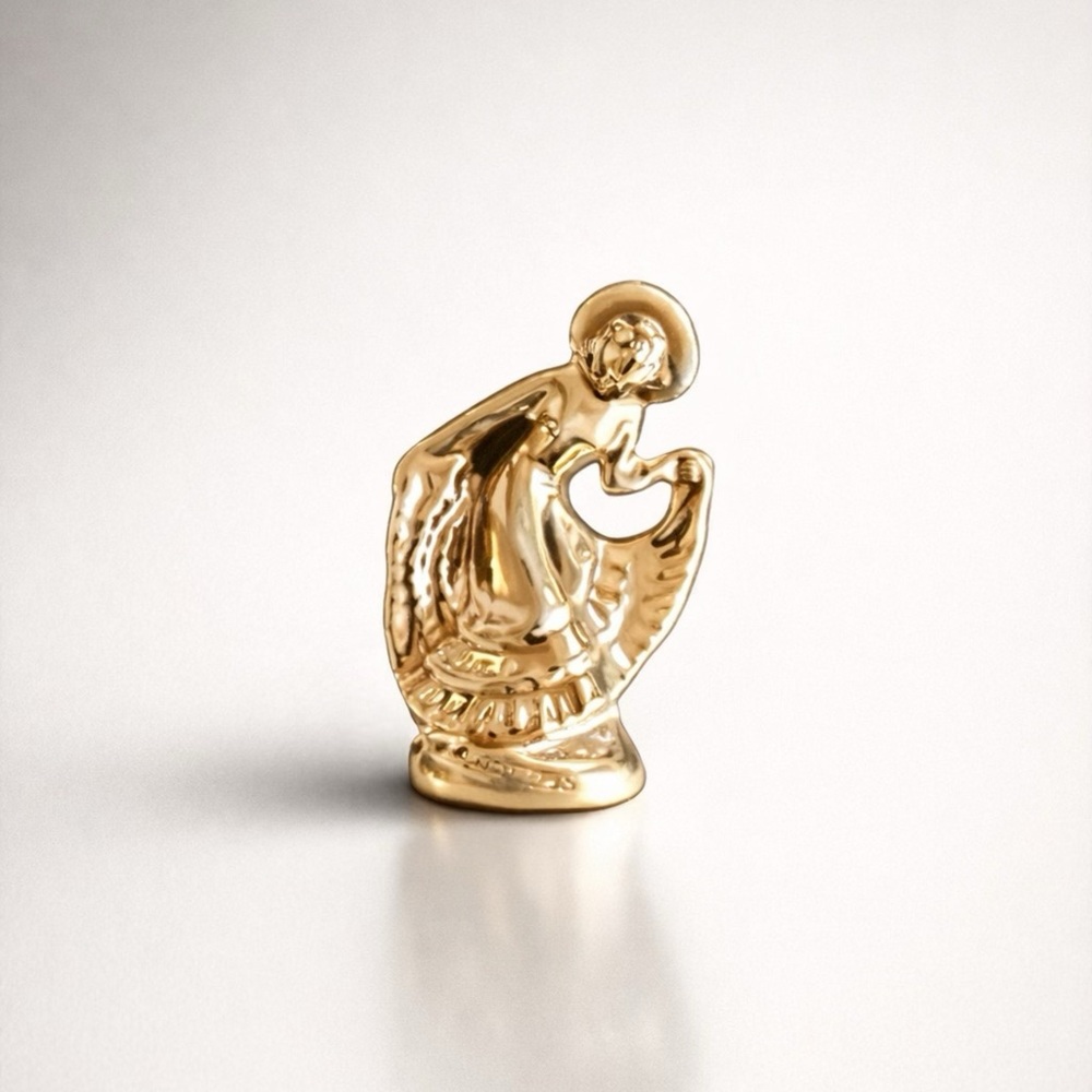 Miniature Vintage Gold Porcelain Figurine Dutch Lady Dancer